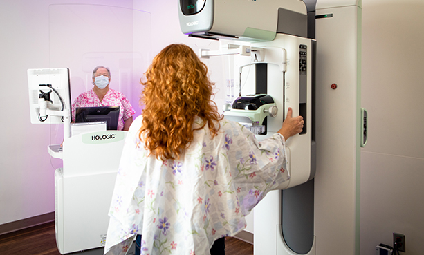 lady getting mammogram